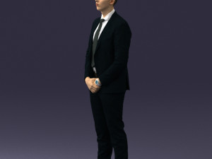 000192 Businessman in Formal Suit Standing Pose 3Dモデル