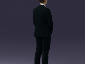 000192 Businessman in Formal Suit Standing Pose 3Dモデル