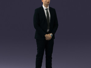 000192 Businessman in Formal Suit Standing Pose 3Dモデル