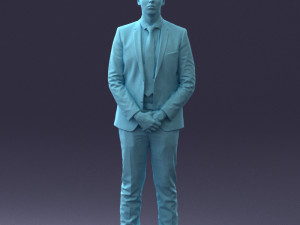 000192 Businessman in Formal Suit Standing Pose 3Dモデル