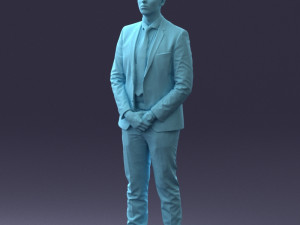 000192 Businessman in Formal Suit Standing Pose 3Dモデル