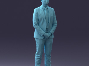 000192 Businessman in Formal Suit Standing Pose 3Dモデル