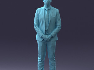 000192 Businessman in Formal Suit Standing Pose 3Dモデル