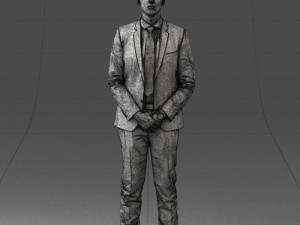 000192 Businessman in Formal Suit Standing Pose 3Dモデル
