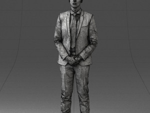 000192 Businessman in Formal Suit Standing Pose 3Dモデル