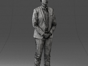 000192 Businessman in Formal Suit Standing Pose 3Dモデル