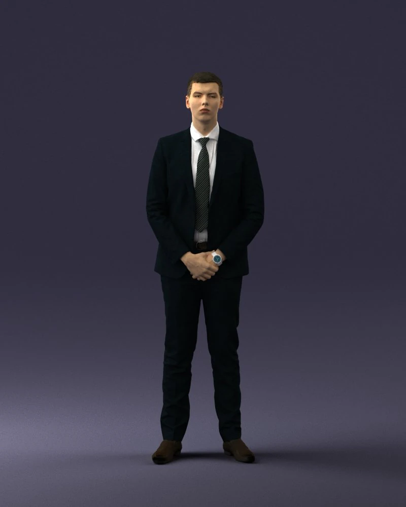 000192 Businessman in Formal Suit Standing Pose 3dp 3D Print Model .c4d .max .obj .3ds .fbx .stl .blend 
