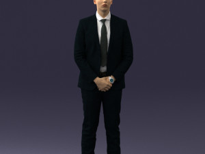 000192 Businessman in Formal Suit Standing Pose 3dp Modèles 3D en vedette