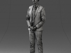 000192 Businessman in Formal Suit Standing Pose 3dp Modèles 3D en vedette