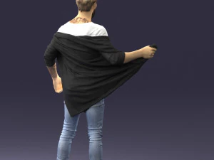 000199 재킷을 벗고 있는 수염난 남자 1024 3D 모델