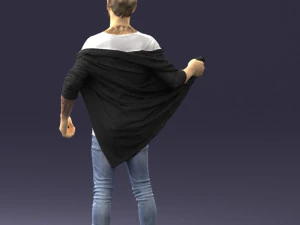 000199 재킷을 벗고 있는 수염난 남자 1024 3D 모델