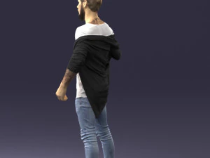 000199 재킷을 벗고 있는 수염난 남자 1024 3D 모델