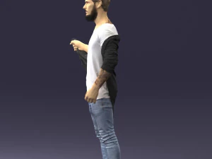 000199 재킷을 벗고 있는 수염난 남자 1024 3D 모델
