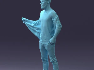 000199 재킷을 벗고 있는 수염난 남자 1024 3D 모델
