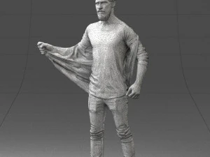 000199 재킷을 벗고 있는 수염난 남자 1024 3D 모델