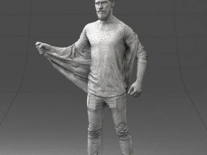 000199 재킷을 벗고 있는 수염난 남자 1024 3D 모델