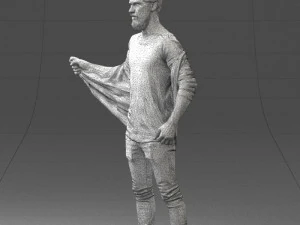 000199 재킷을 벗고 있는 수염난 남자 1024 3D 모델