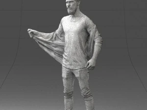 000199 재킷을 벗고 있는 수염난 남자 1024 3D 모델