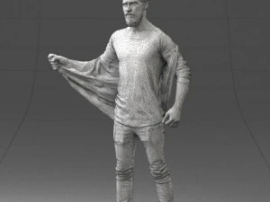000199 재킷을 벗고 있는 수염난 남자 1024 3D 모델