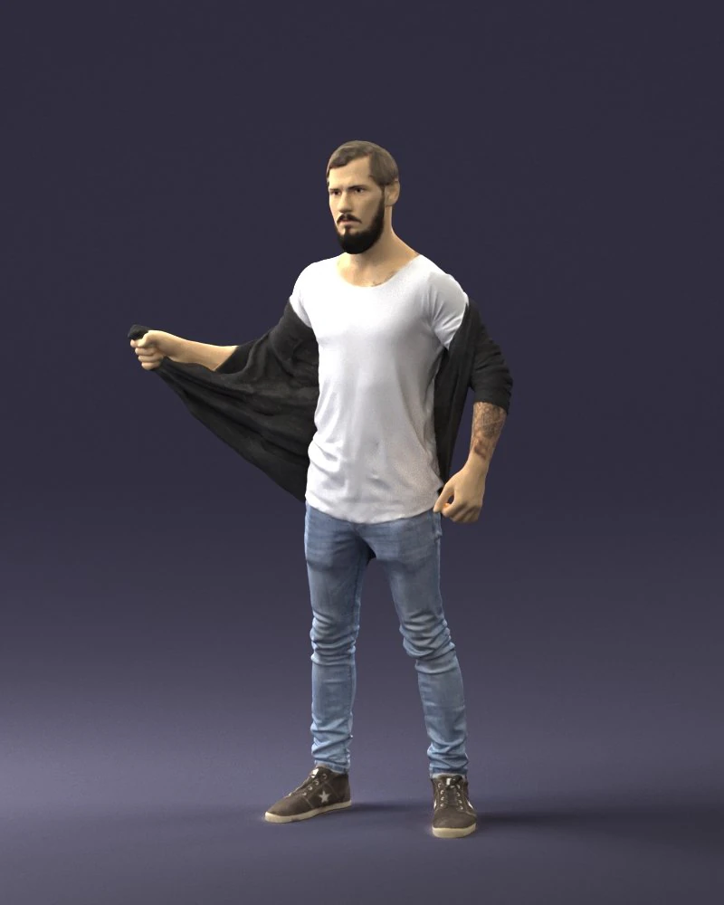 000199 Bearded Man Taking Off Jacket 1024 3dp 3D Print Model .c4d .max .obj .3ds .fbx .stl .blend 