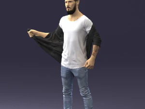 000199 Bearded Man Taking Off Jacket 1024 3dp 3D Print Model