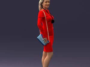 000201 Elegant Woman in Red Dress 1101 3D Model