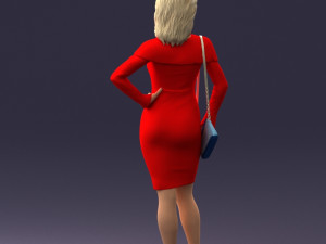 000201 Elegant Woman in Red Dress 1101 3D Модель