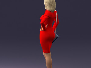000201 Elegant Woman in Red Dress 1101 3D Модель