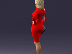 000201 Elegant Woman in Red Dress 1101 3D Model