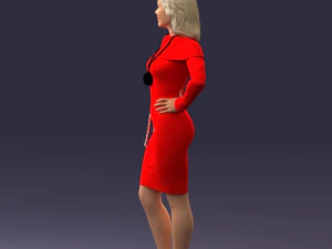000201 Elegant Woman in Red Dress 1101 3D Model