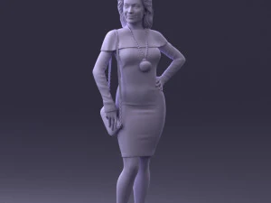 000201 Elegant Woman in Red Dress 1101 3D Model