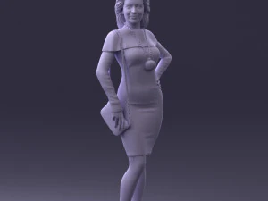 000201 Elegant Woman in Red Dress 1101 3D Model