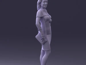 000201 Elegant Woman in Red Dress 1101 3D Model