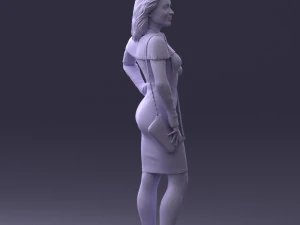 000201 Elegant Woman in Red Dress 1101 3D Model