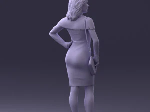 000201 Elegant Woman in Red Dress 1101 3D Model