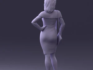 000201 Elegant Woman in Red Dress 1101 3D Model