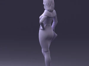 000201 Elegant Woman in Red Dress 1101 3D Model