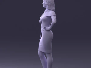000201 Elegant Woman in Red Dress 1101 3D Model
