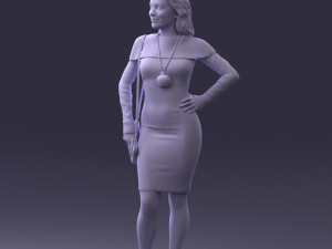 000201 Elegant Woman in Red Dress 1101 3D Модель