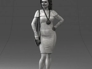 000201 Elegant Woman in Red Dress 1101 3D Model