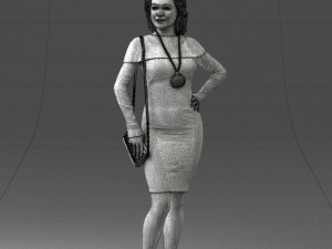 000201 Elegant Woman in Red Dress 1101 3D Модель