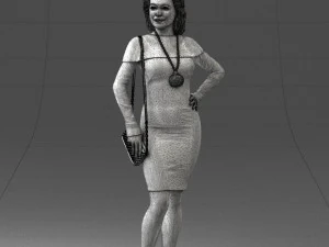 000201 Elegant Woman in Red Dress 1101 3D Model