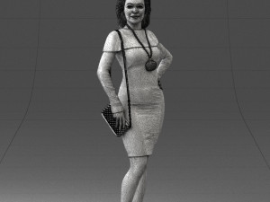 000201 Elegant Woman in Red Dress 1101 3D Модель