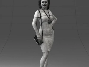 000201 Elegant Woman in Red Dress 1101 3D Model