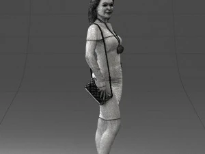 000201 Elegant Woman in Red Dress 1101 3D Model