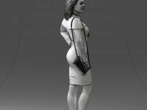 000201 Elegant Woman in Red Dress 1101 3D Model