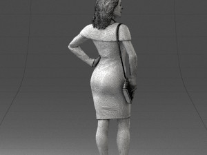 000201 Elegant Woman in Red Dress 1101 3D Модель