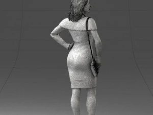 000201 Elegant Woman in Red Dress 1101 3D Model