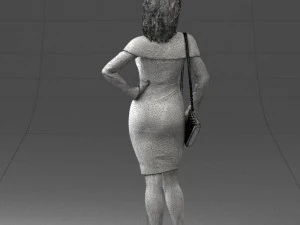 000201 Elegant Woman in Red Dress 1101 3D Model