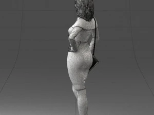 000201 Elegant Woman in Red Dress 1101 3D Model